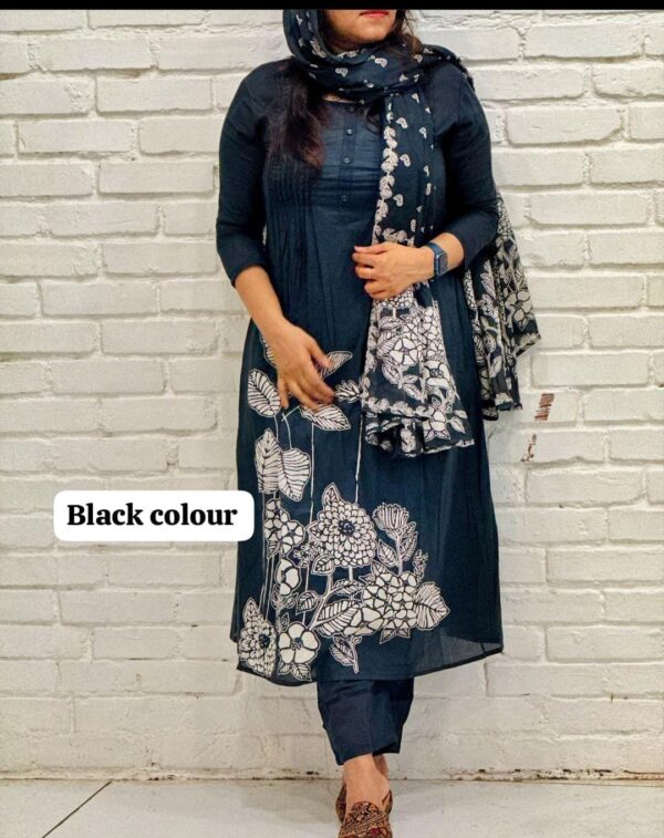 Black Color Dupatta Set